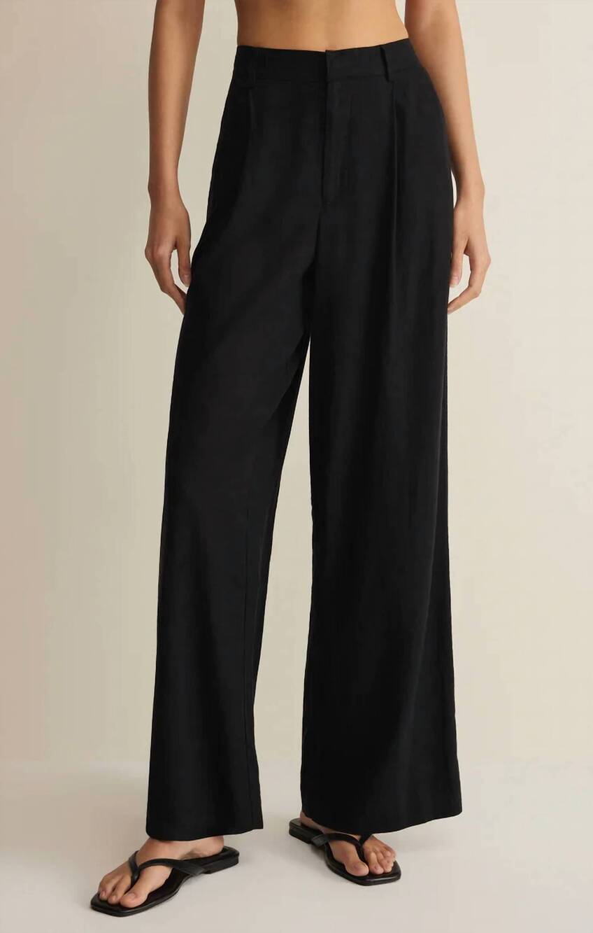 NEW Z SUPPLY women's overlook linen pant in black